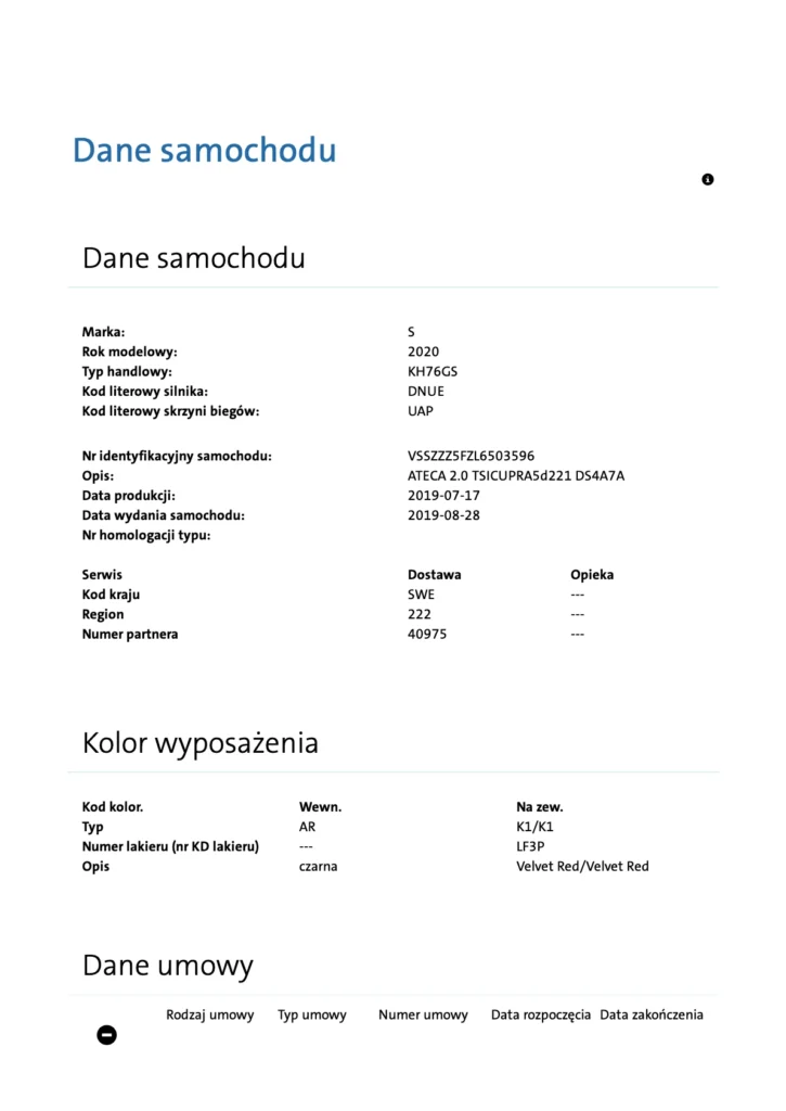 Historia serwisowa Cupra raport pdf
