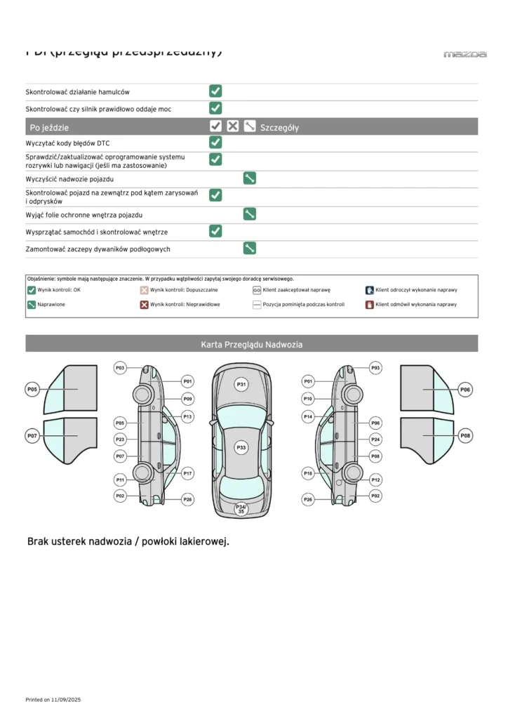 Mazda ASO historia – dane serwisowe po numerze VIN