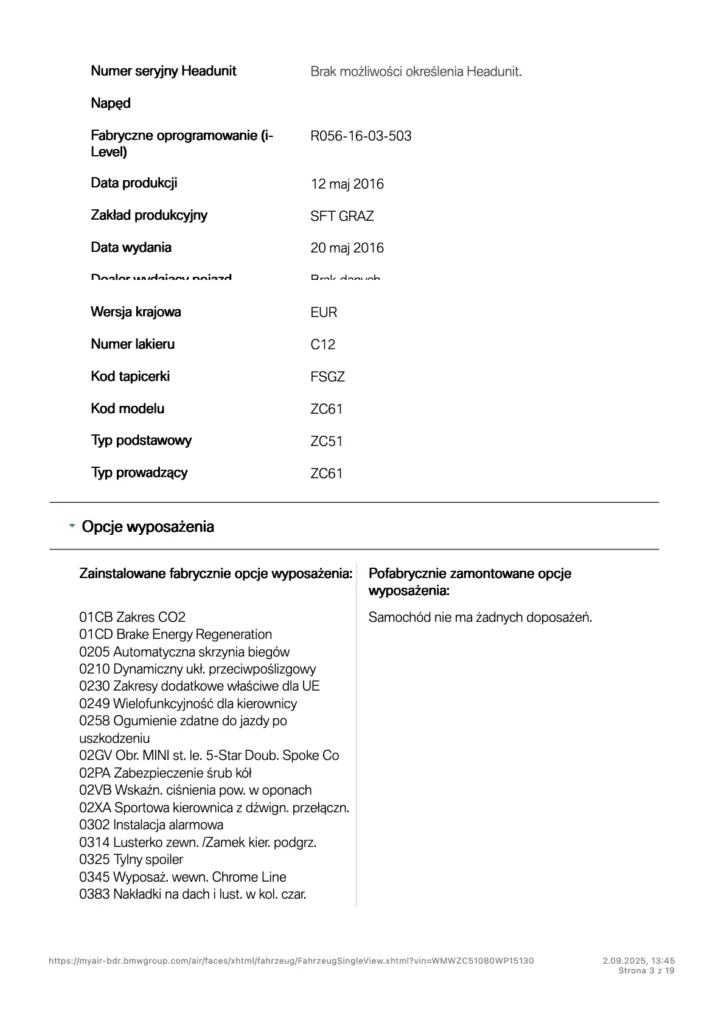 9. MINI historia serwisowa – raport ASO online