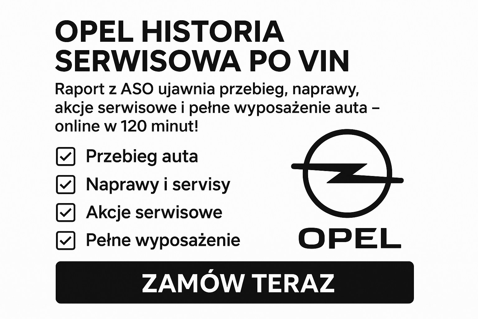 Historia serwisowa ASO Opel po numerze VIN