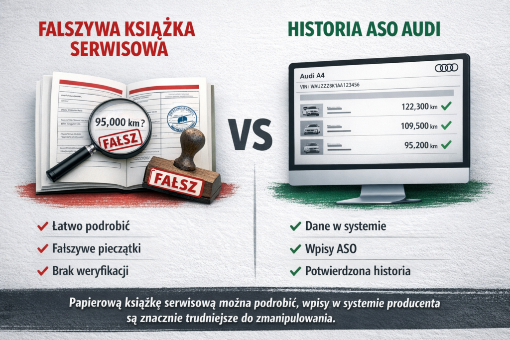 Papierowa książka serwisowa vs historia ASO Audi w systemie producenta – różnice w wiarygodności