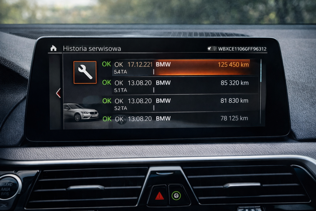 BMW historia serwisowa w iDrive – jak sprawdzić wpisy serwisowe i przebieg