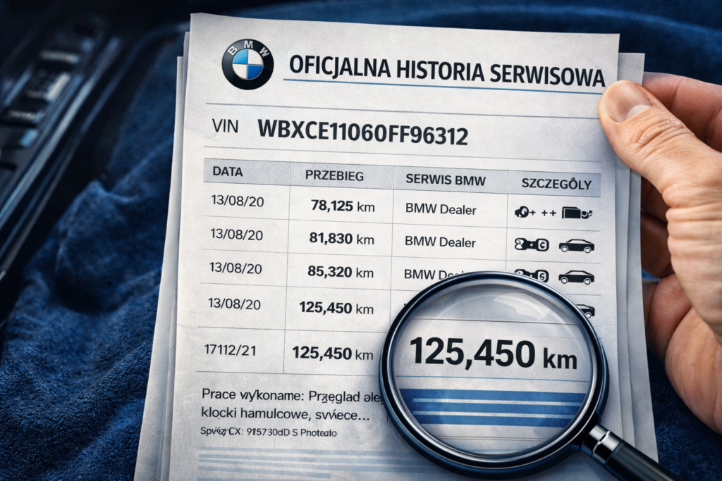 Raport historii serwisowej BMW z ASO przykład PDF