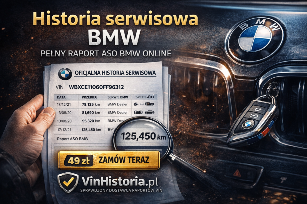 Historia serwisowa BMW raport VIN 49 zł – sprawdź przebieg i serwis